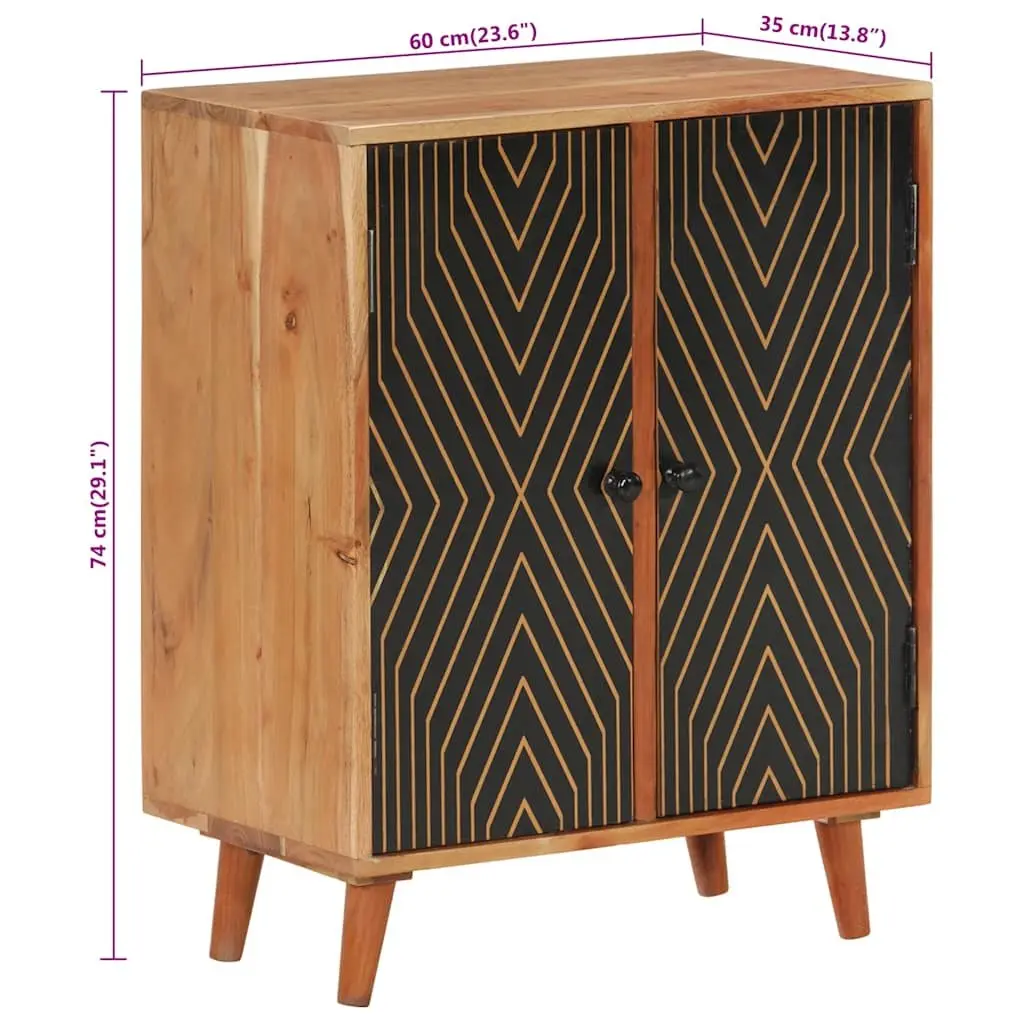 Solid Wood Sideboard Storage Cabinet with Doors and Compartments Brown
