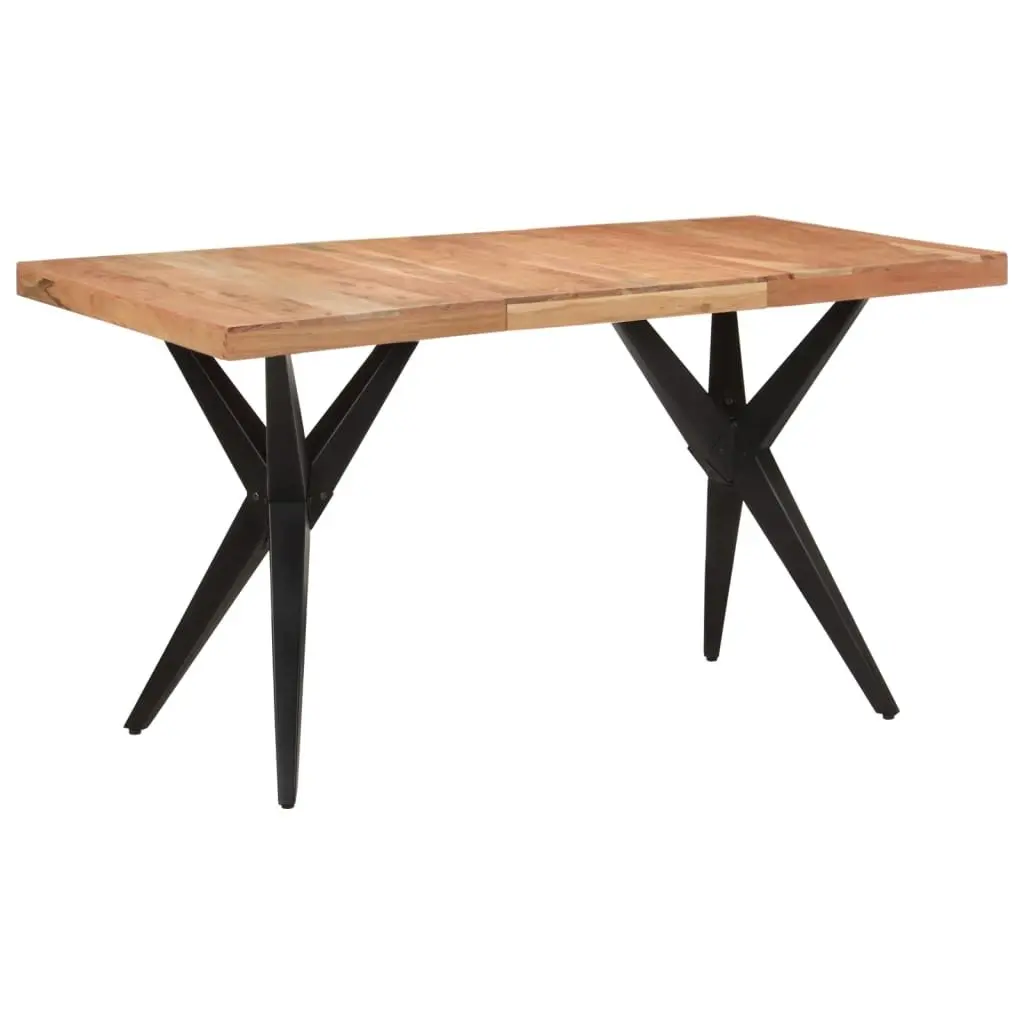 Dining Table Industrial Style 140x70x76cm Solid Acacia Wood Black Furniture
