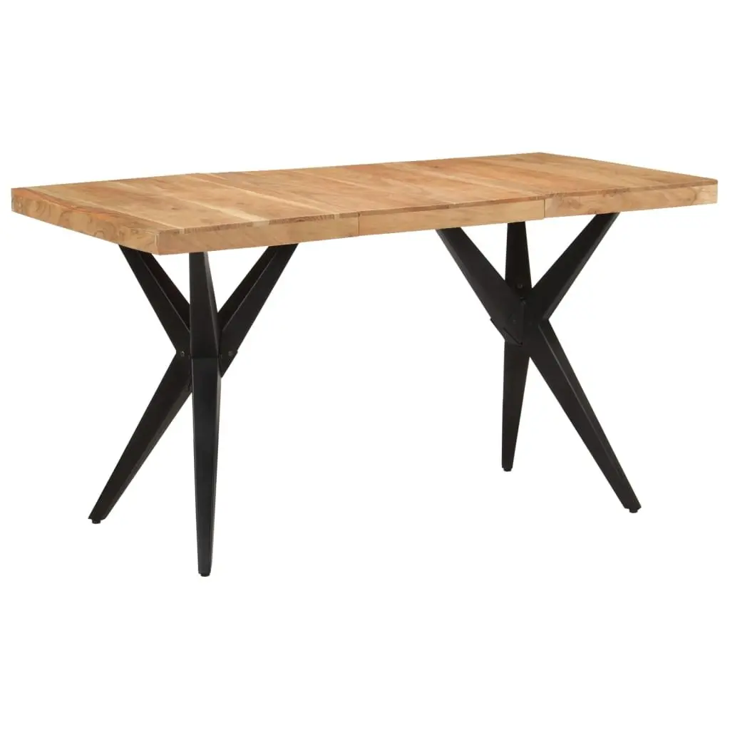 Dining Table Industrial Style 140x70x76cm Solid Acacia Wood Black Furniture