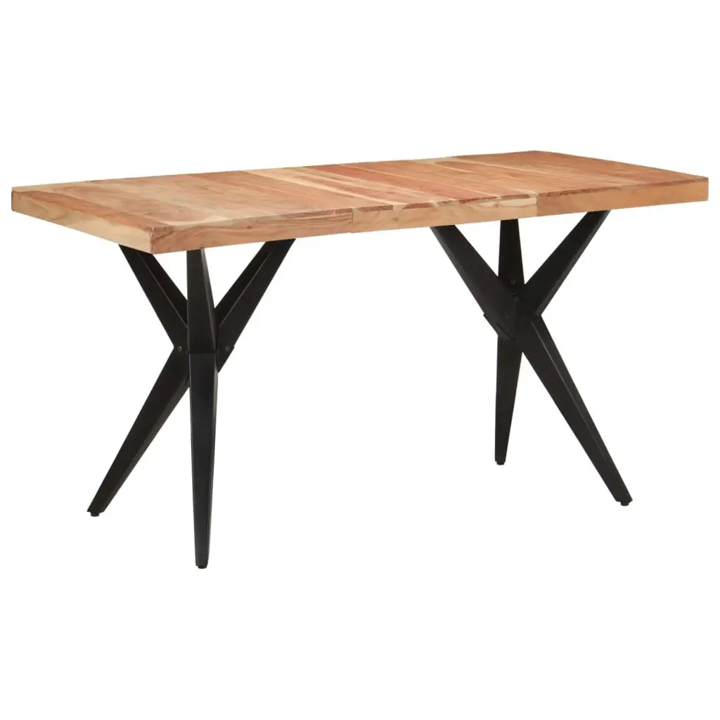 Dining Table Industrial Style 140x70x76cm Solid Acacia Wood Black Furniture