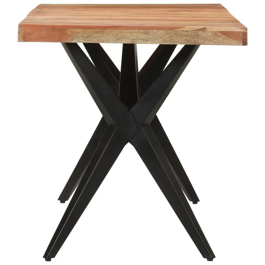 Dining Table Industrial Style 140x70x76cm Solid Acacia Wood Black Furniture