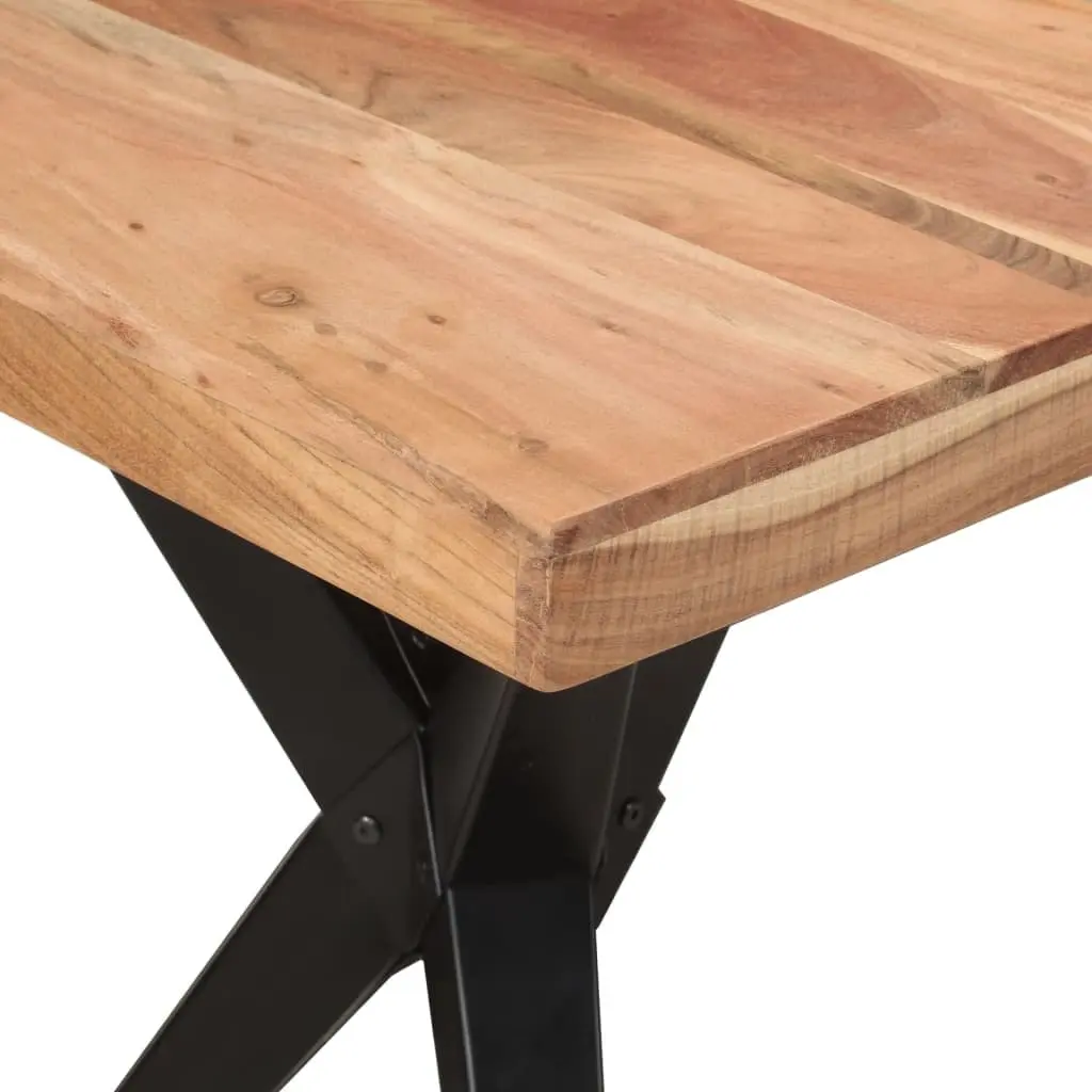 Dining Table Industrial Style 140x70x76cm Solid Acacia Wood Black Furniture