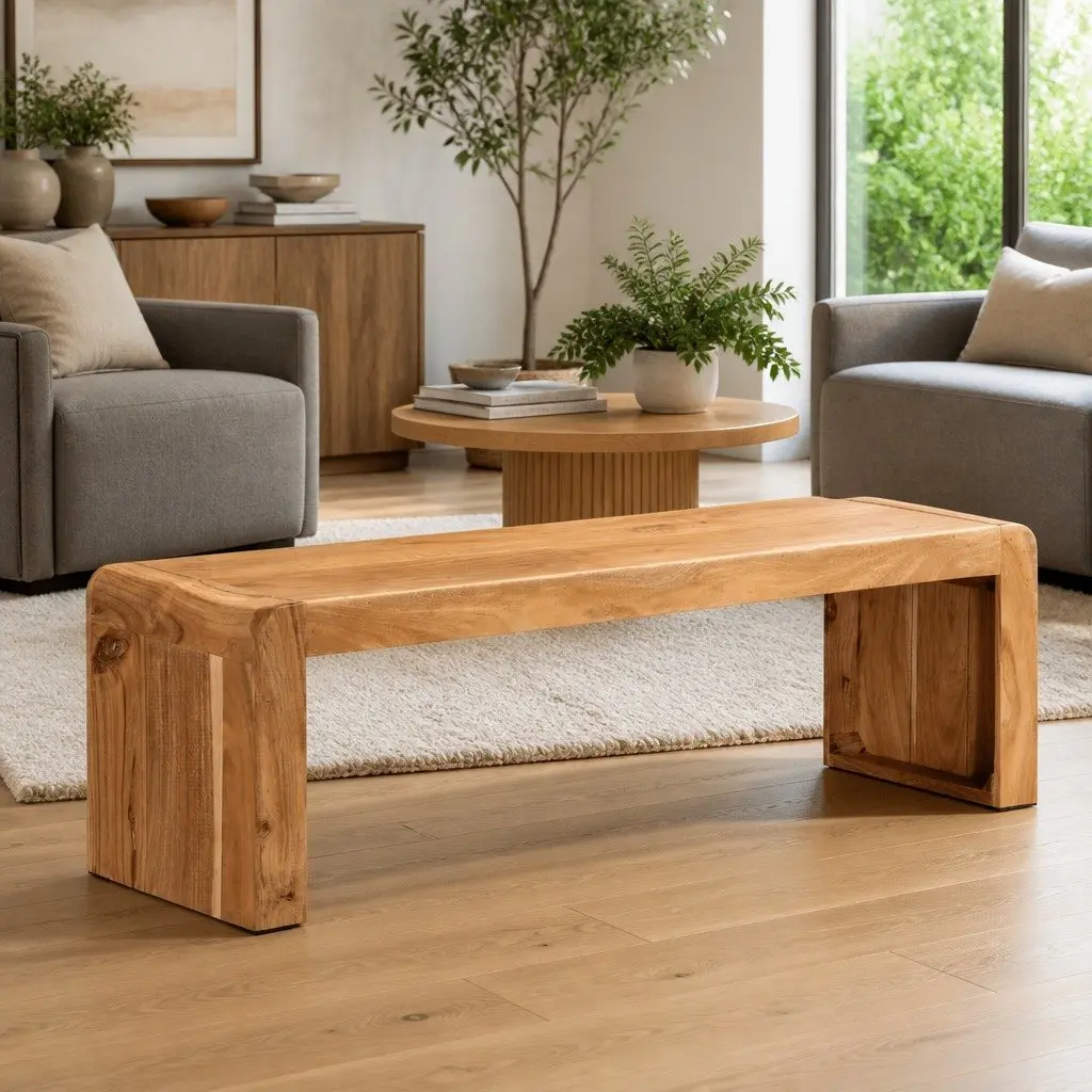 TV Stand 110x33x33 cm Solid Acacia Wood Rustic Farmhouse Living Room Media Unit