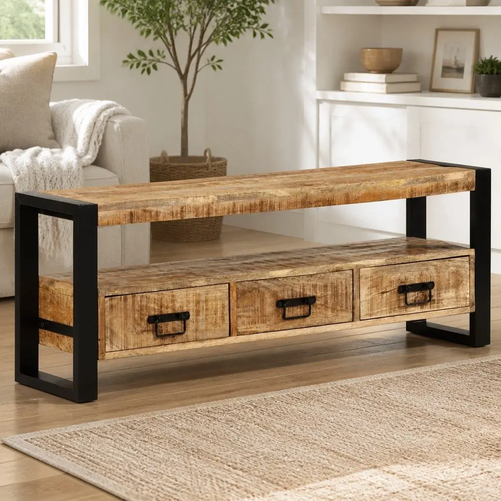 Solid Wood TV Cabinet with Drawers 120x30x45 cm Brown