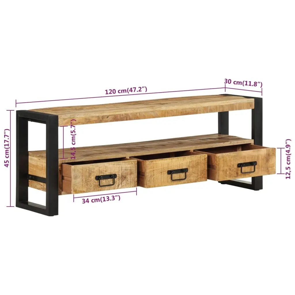 Solid Wood TV Cabinet with Drawers 120x30x45 cm Brown
