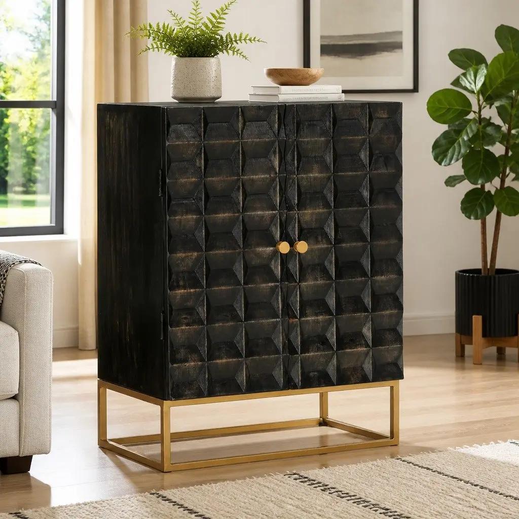 Black Sideboard with Ample Storage Space