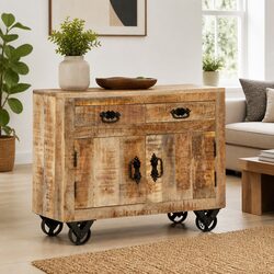 Reliable Mango Wood Sideboard with Ample Storage 80x30x65 cm