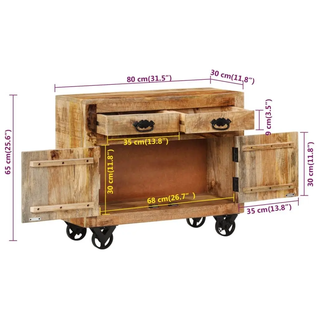 Sideboard Cabinet Storage 80x30x65 cm Solid Mango Wood Brown