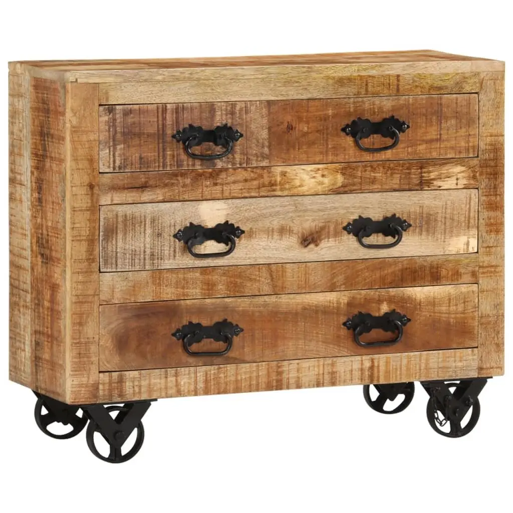 Sideboard with 3 Drawers Storage Cabinet Solid Mango Wood Furniture Brown