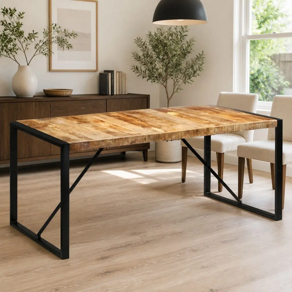 Dining Table Solid Mango Wood Kitchen Furniture 175x90x76 cm Brown Sturdy Frame