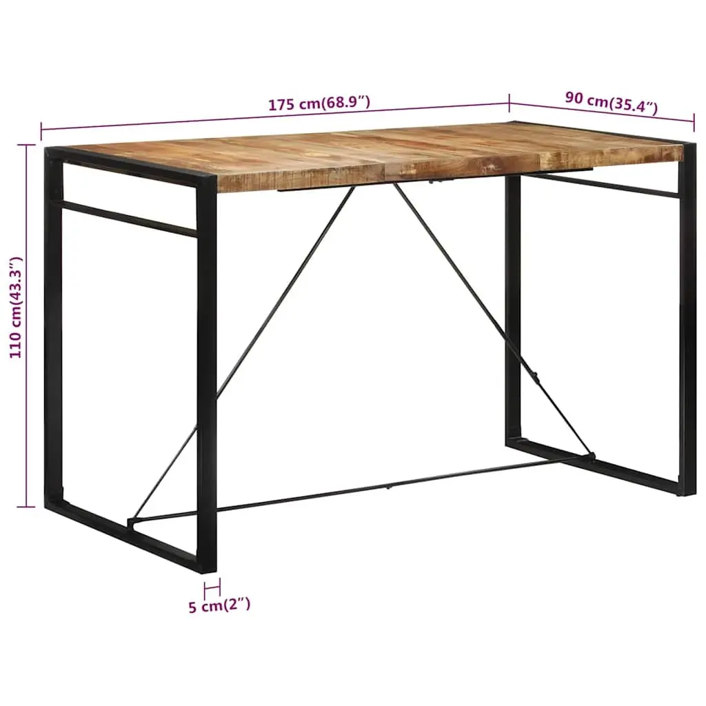 Bar Table Kitchen Dining 175x90x110 cm Brown Wooden