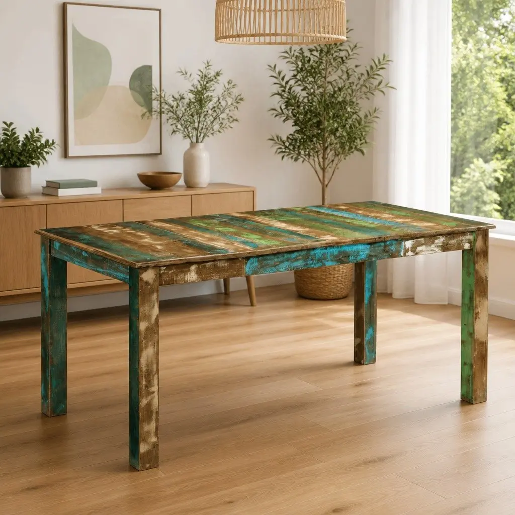 Dining Table Solid Reclaimed Wood Kitchen Room Furniture 180x90x76 cm Brown