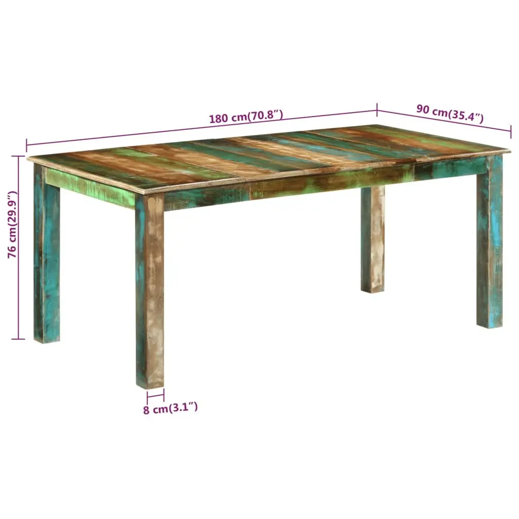 Dining Table Solid Reclaimed Wood Kitchen Room Furniture 180x90x76 cm Brown