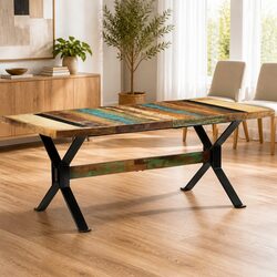 Reclaimed Wood Dining Table 180x90x73cm - Sturdy & Unique