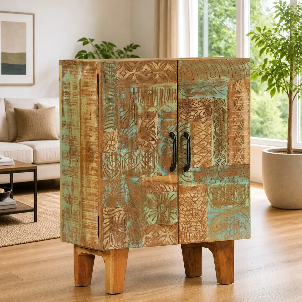 Wooden Sideboard Cabinet Storage 55x30x75cm Multicolour