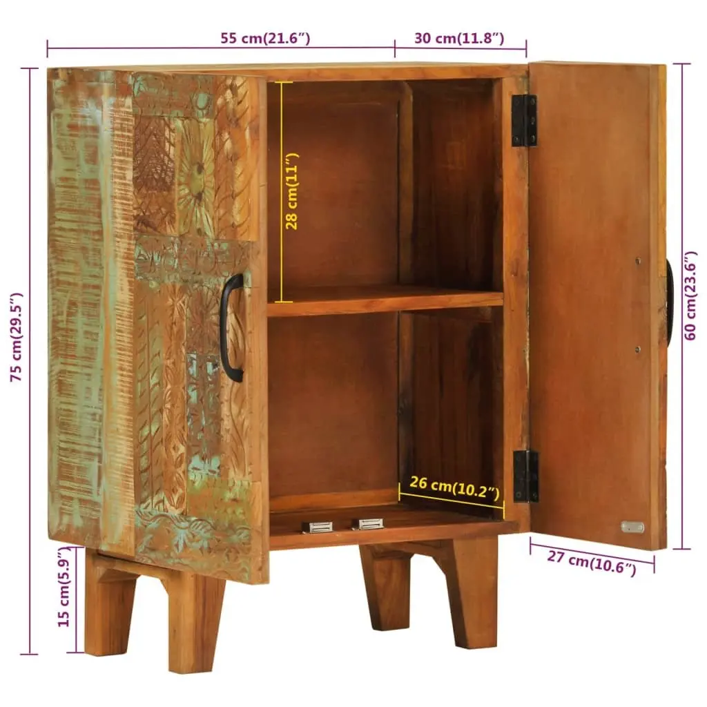 Wooden Sideboard Cabinet Storage 55x30x75cm Multicolour