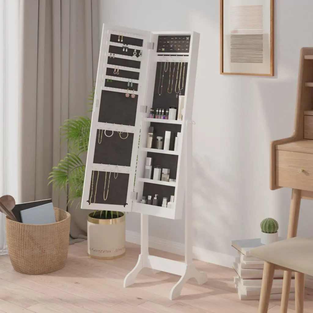 Free-Standing Floor Mirror White Hallway Bedroom Dressing Room Storage 34 x 37 x 146 cm