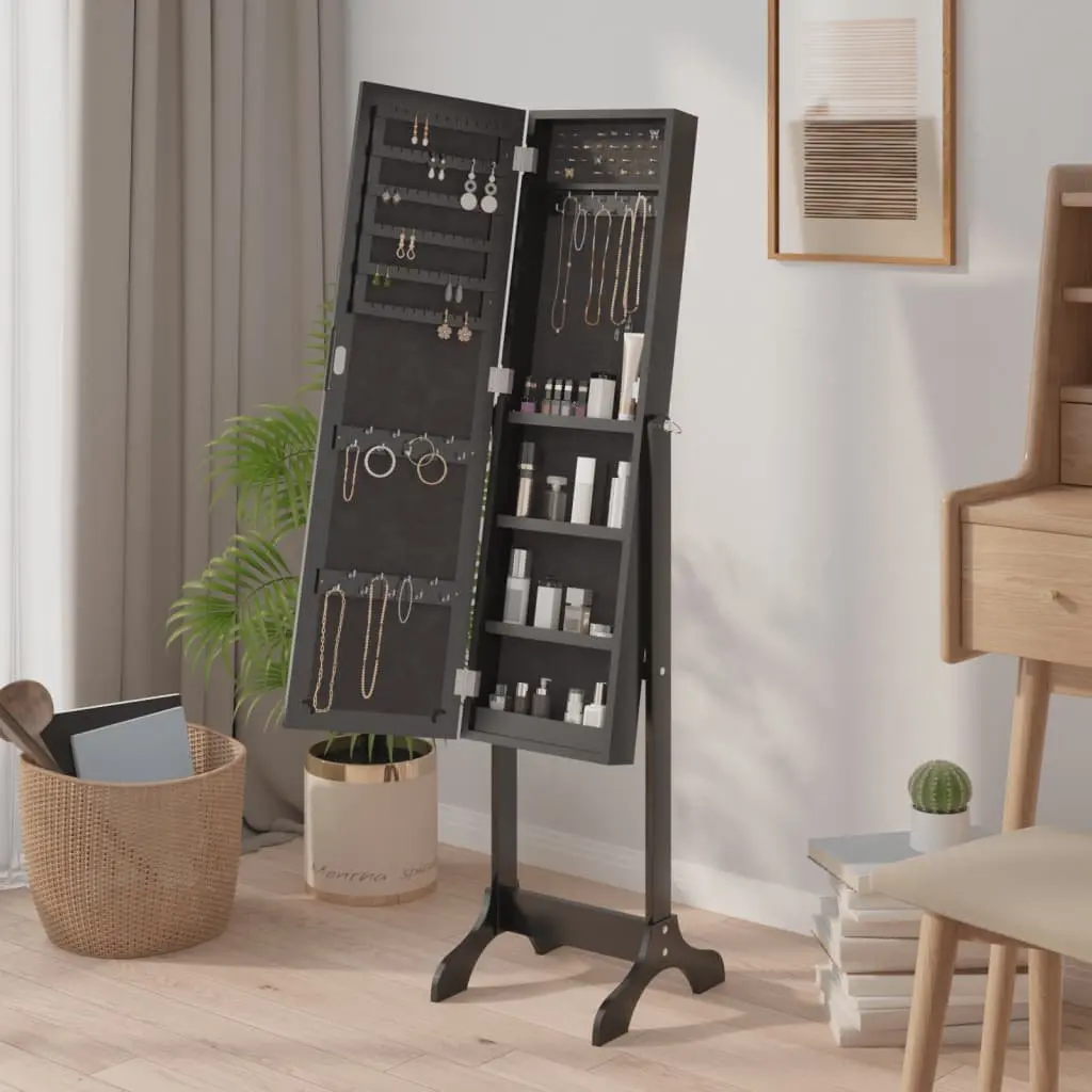 Free-Standing Mirror Black 34x37x146cm for Hallway Bedroom Dressing Room Decor