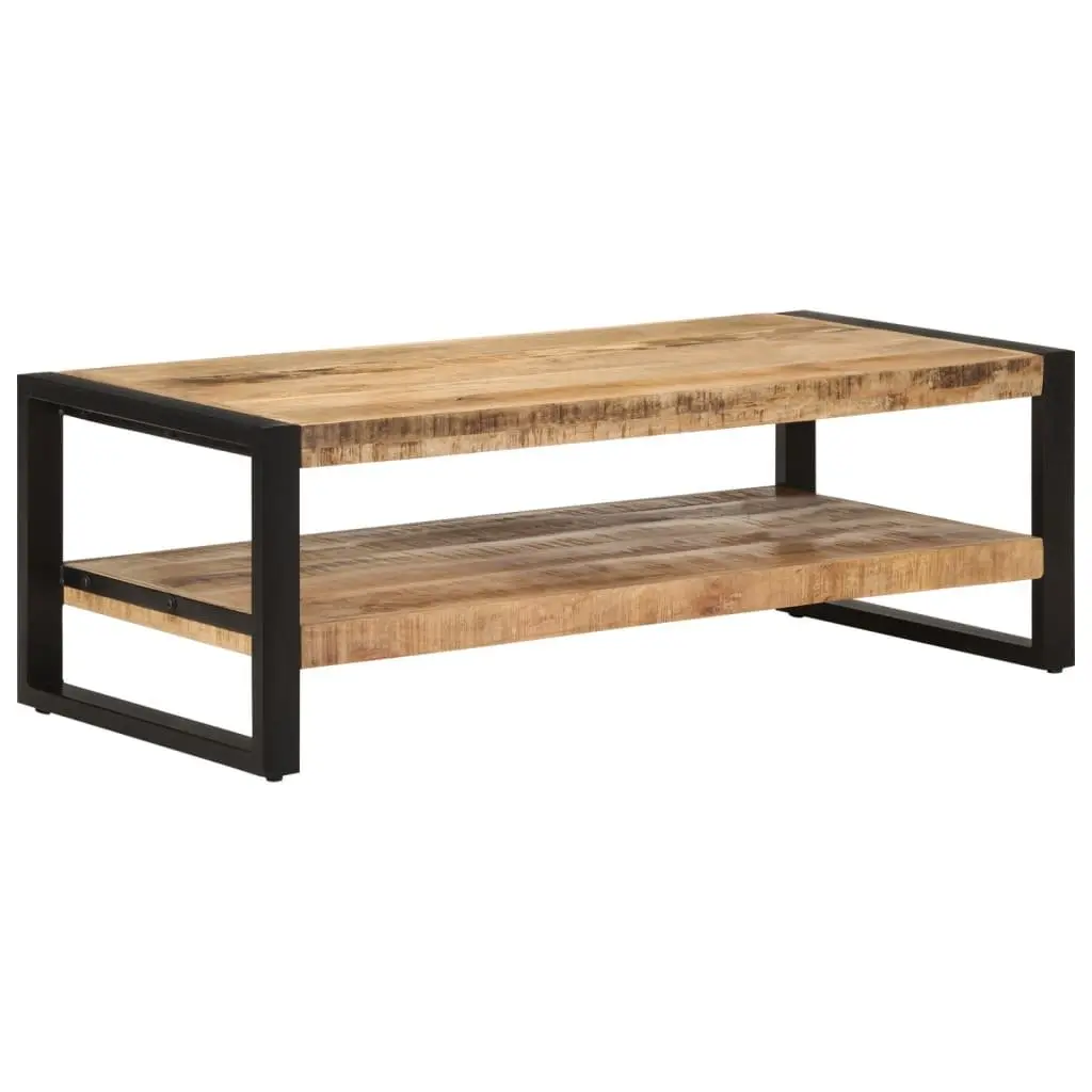 Coffee Table Rustic Two Tier 120x55x40 cm Solid Wood Mango Brown