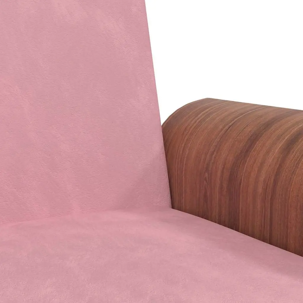 Sofa Bed Adjustable Backrest Pink Velvet with Foldable Tea Table and Cup Holders