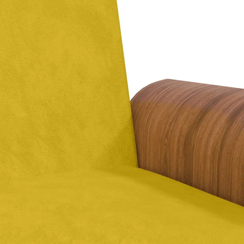 Sofa Bed Adjustable Backrest Yellow Velvet with Foldable Tea Table and Cup Holders