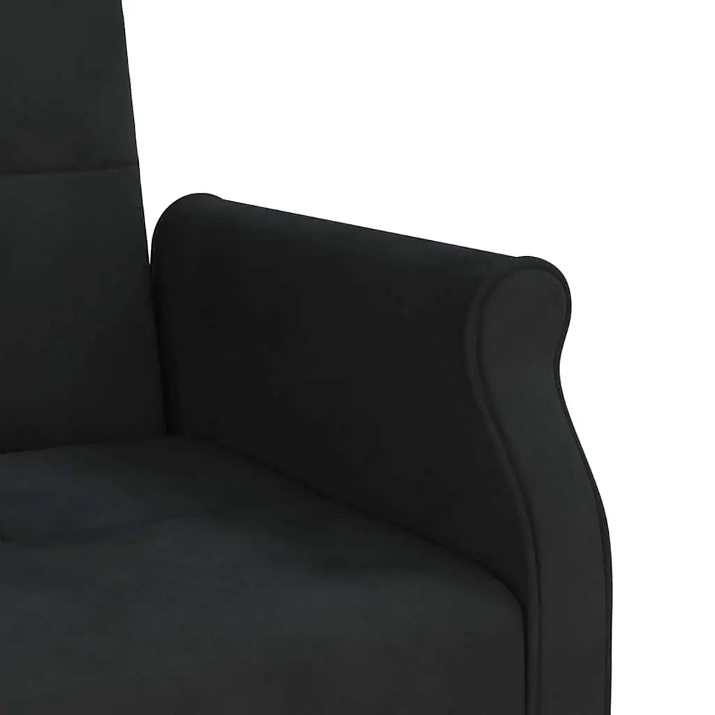 Sofa Bed with Cushions Black Velvet Adjustable Backrest Sleeper Couch Guest Bed