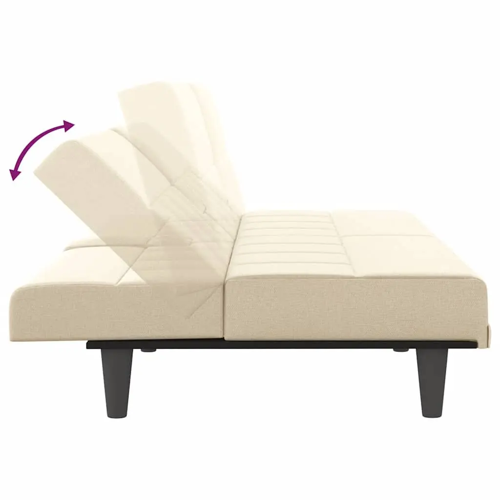 Sofa Bed Adjustable Backrest Cream Fabric Sleeper Couch