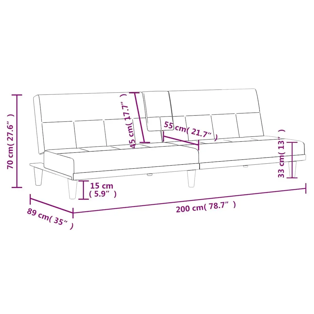 Sofa Bed Adjustable Backrest Cream Fabric Sleeper Couch