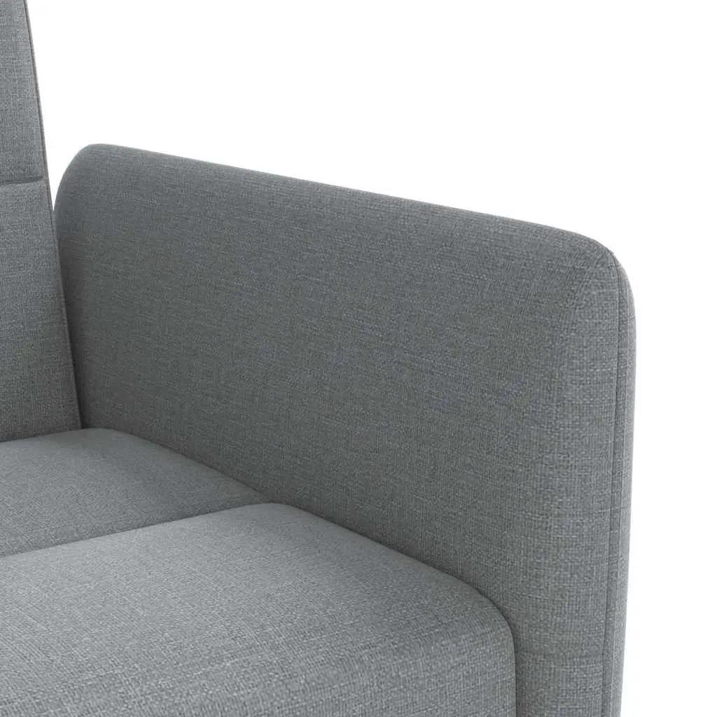 Sofa Bed Grey Fabric Adjustable Backrest Cup Holders Sleeper Couch Guest Seating