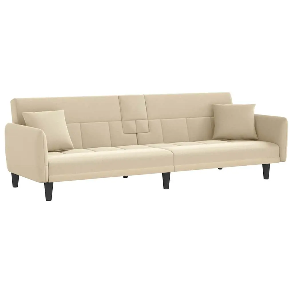 Cream Fabric Sofa Bed with Tea Table and USBs