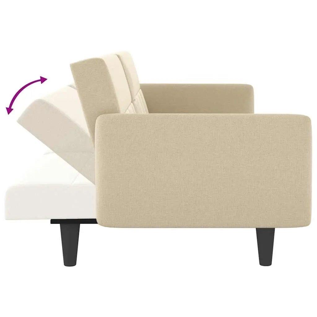 Cream Fabric Sofa Bed with Tea Table and USBs