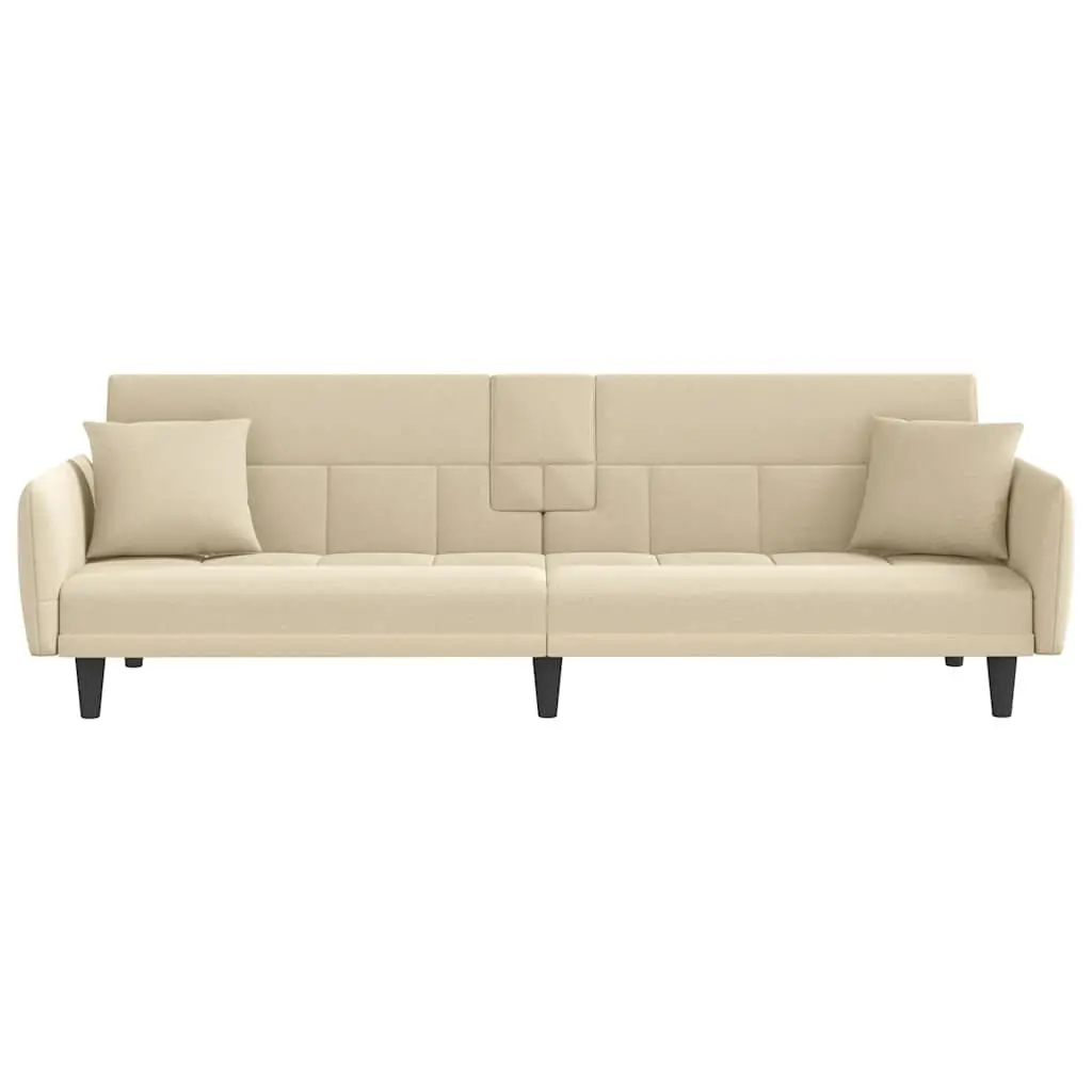 Cream Fabric Sofa Bed with Tea Table and USBs