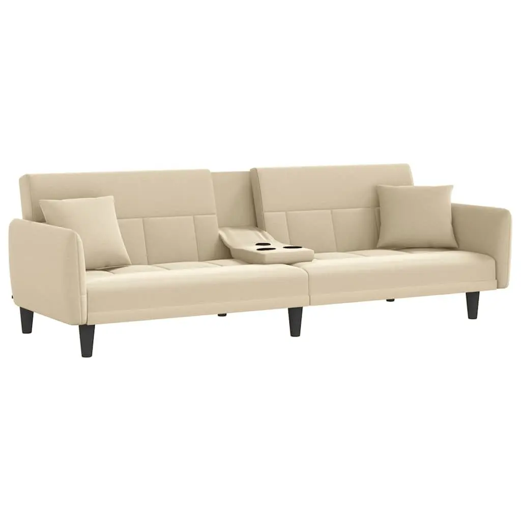 Cream Fabric Sofa Bed with Tea Table and USBs