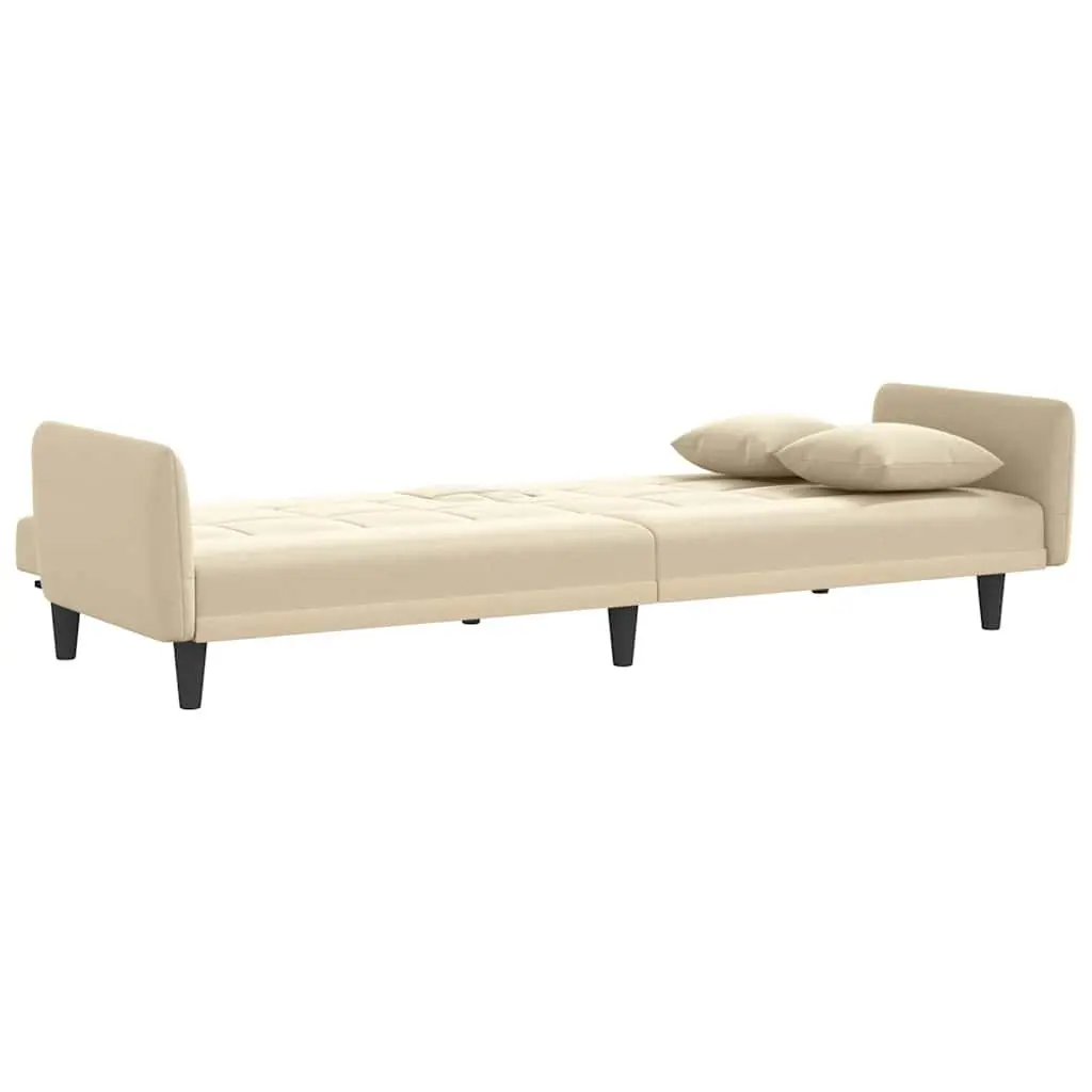 Cream Fabric Sofa Bed with Tea Table and USBs