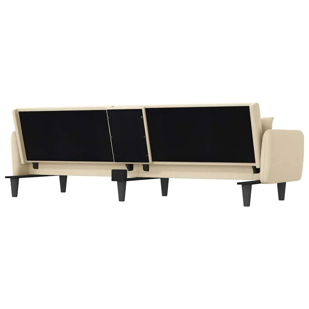 Cream Fabric Sofa Bed with Tea Table and USBs