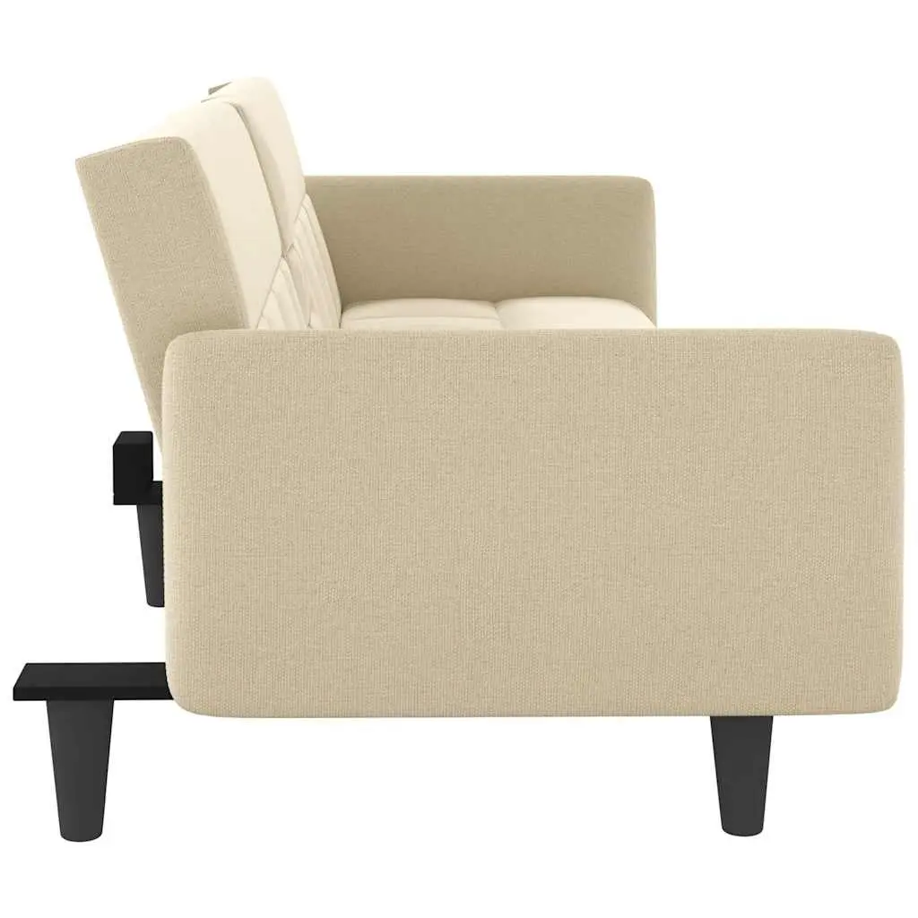 Cream Fabric Sofa Bed with Tea Table and USBs