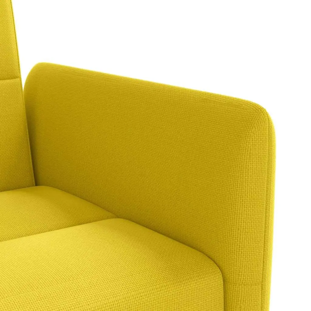 Sofa Bed with Adjustable Backrest Cup Holders USB Ports Yellow Fabric Sleeper