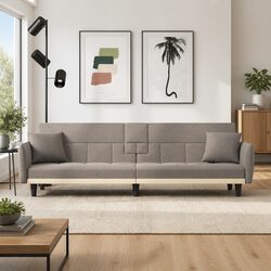 Comfortable Taupe Sofa Bed with USB Ports for Guests