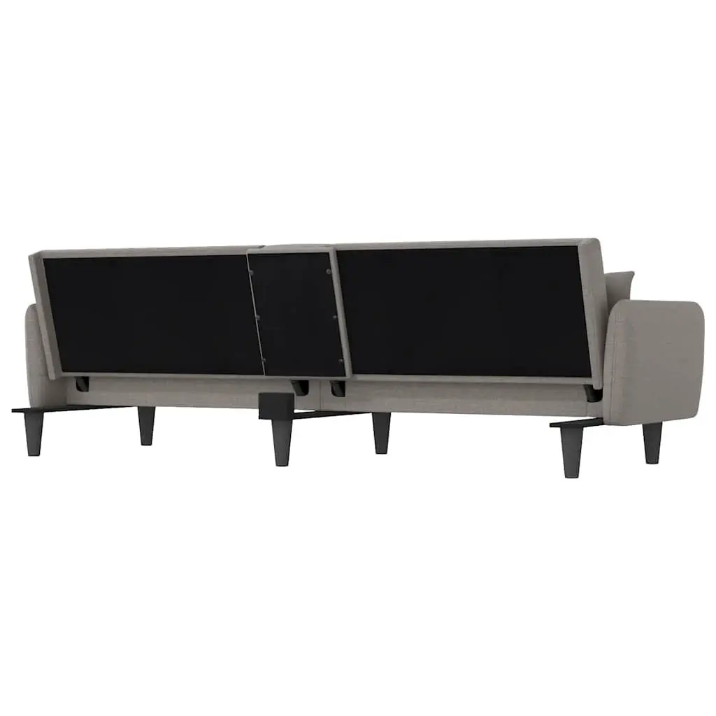 Adjustable Sofa Bed with USB Ports and Cup Holders Taupe Fabric Sleeper