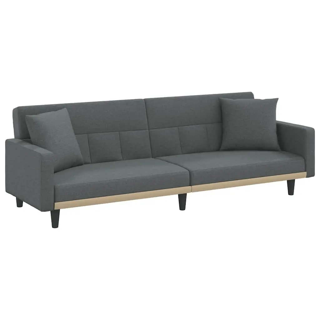 Sofa Bed with Cushions Grey Fabric Adjustable Backrest Sleeper Couch Guest Bed