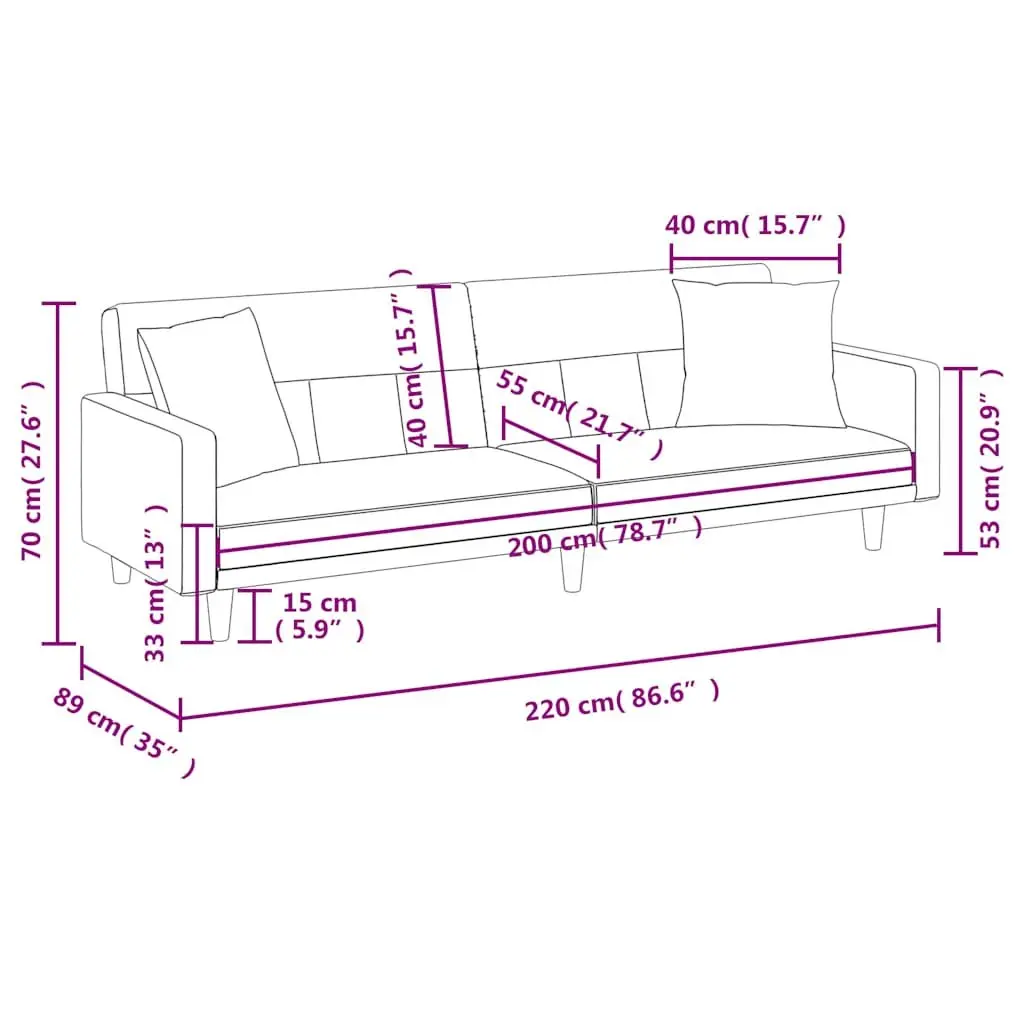 Sofa Bed with Cushions Grey Fabric Adjustable Backrest Sleeper Couch Guest Bed
