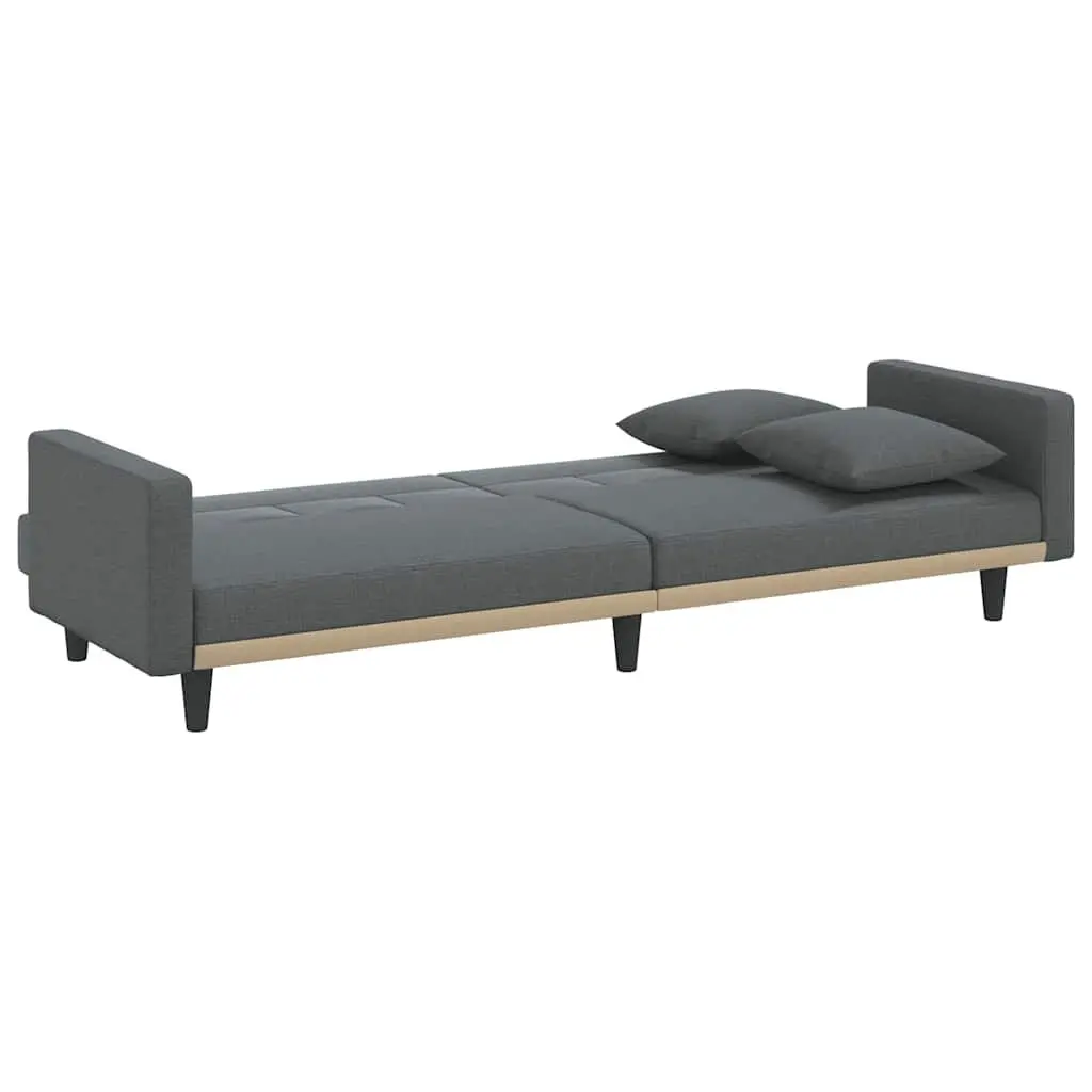 Sofa Bed with Cushions Grey Fabric Adjustable Backrest Sleeper Couch Guest Bed