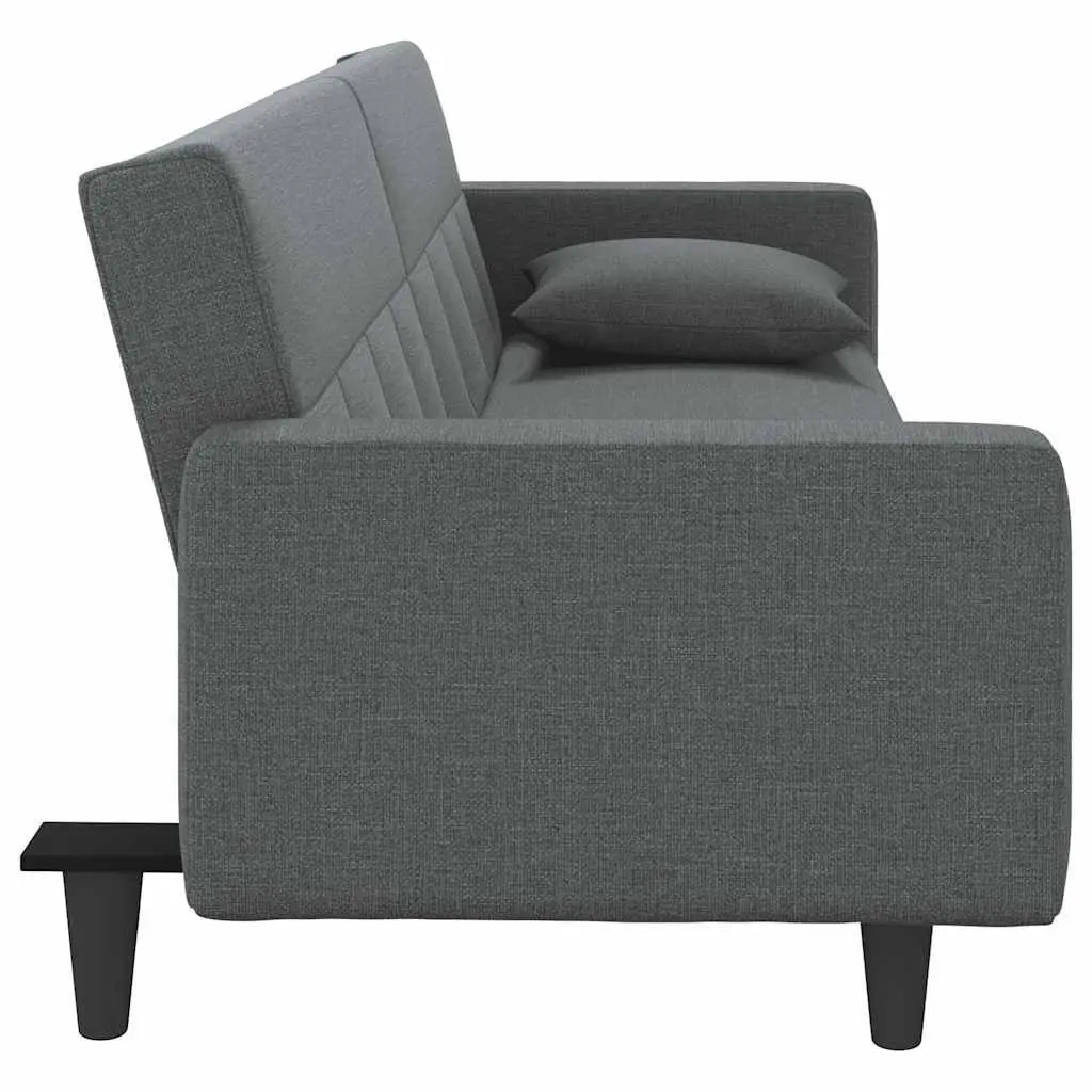 Sofa Bed with Cushions Grey Fabric Adjustable Backrest Sleeper Couch Guest Bed