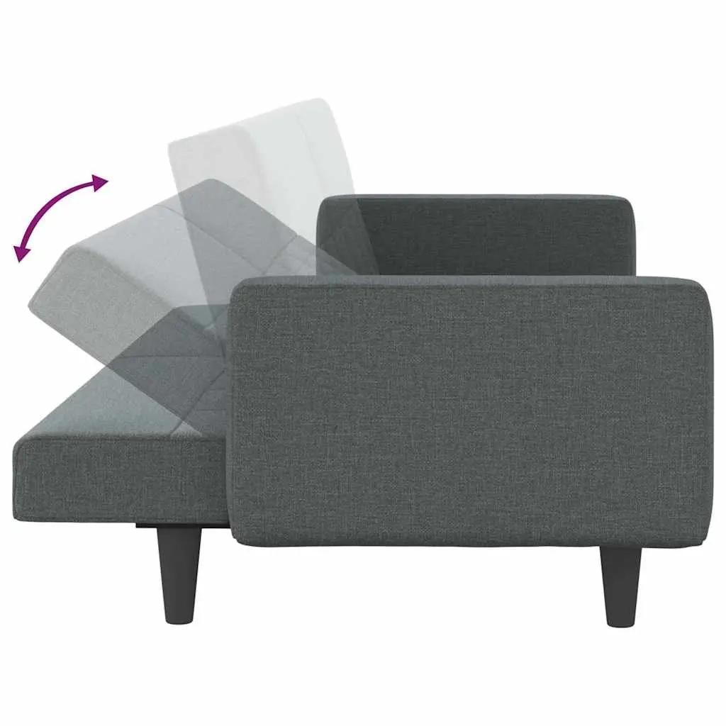 Sofa Bed with Cushions Grey Fabric Adjustable Backrest Sleeper Couch Guest Bed
