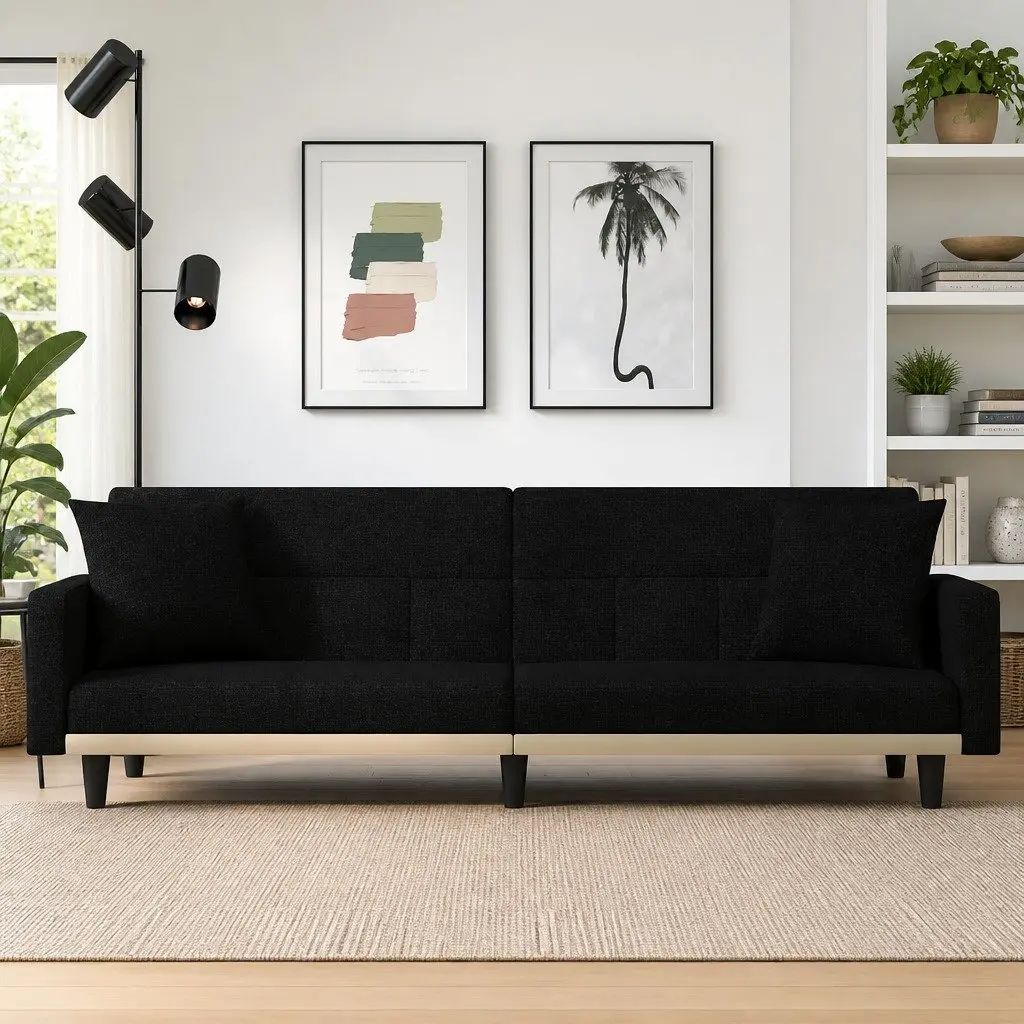 Black Fabric Sofa Bed with Strong Build