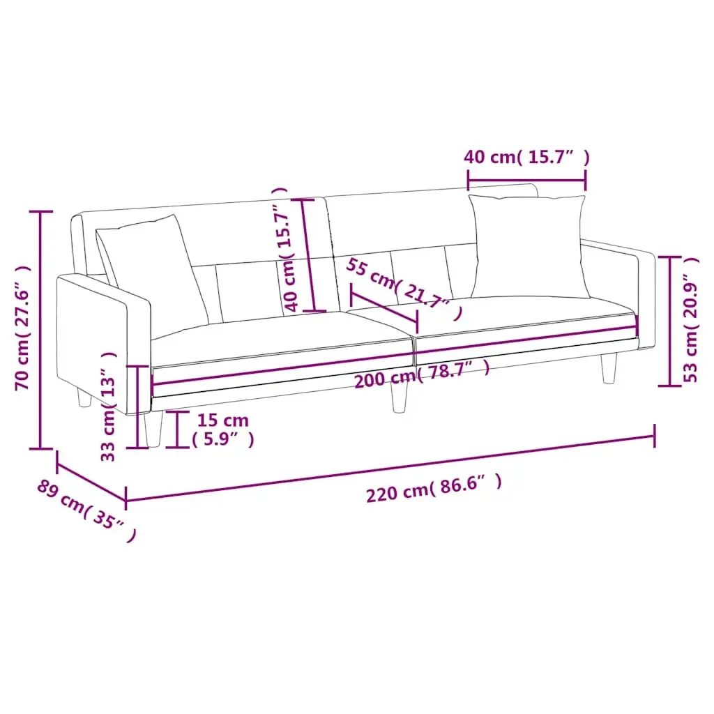 Sofa Bed Sleeper with Adjustable Backrests Cream Fabric Day Bed Couch