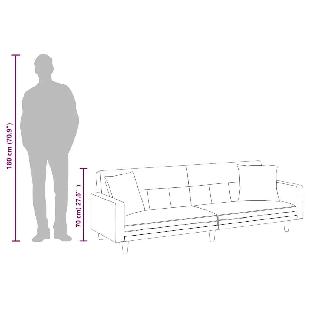 Sofa Bed Sleeper with Adjustable Backrests Cream Fabric Day Bed Couch