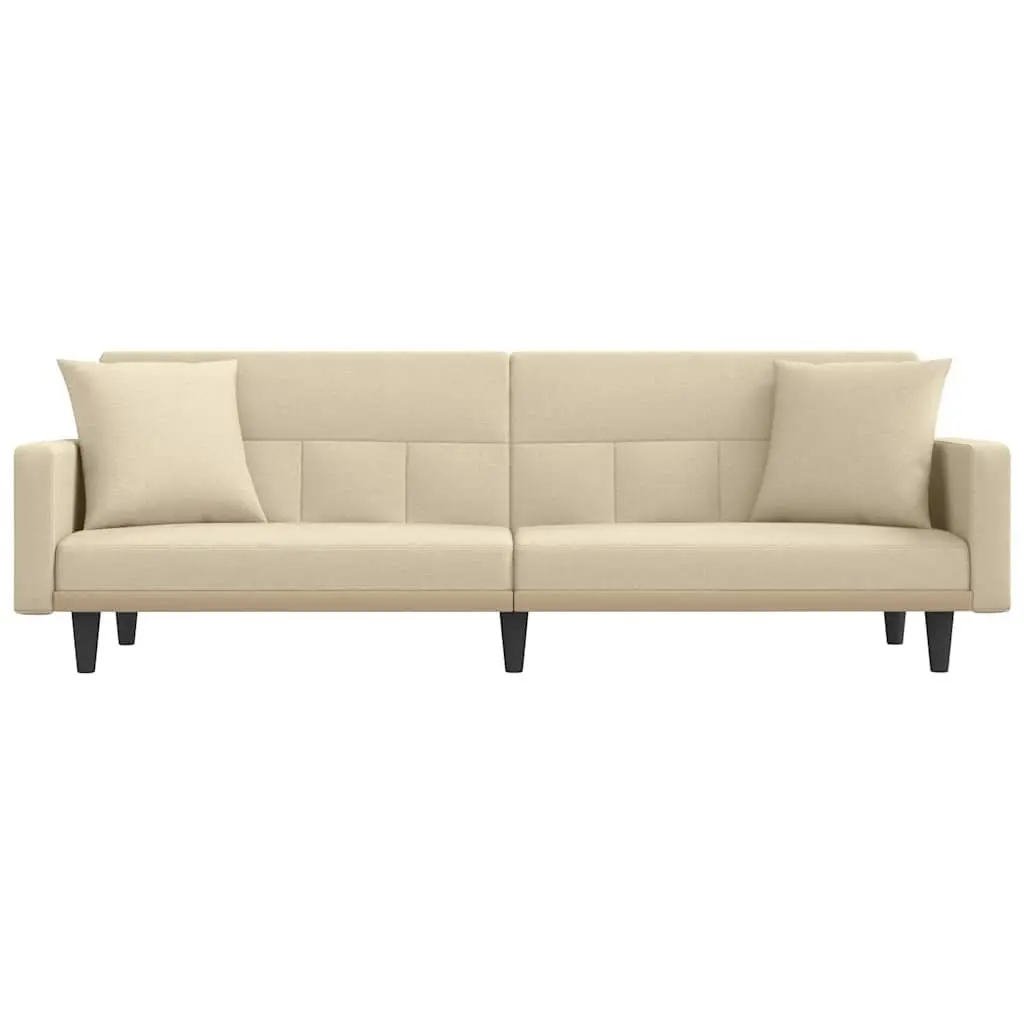 Sofa Bed Sleeper with Adjustable Backrests Cream Fabric Day Bed Couch
