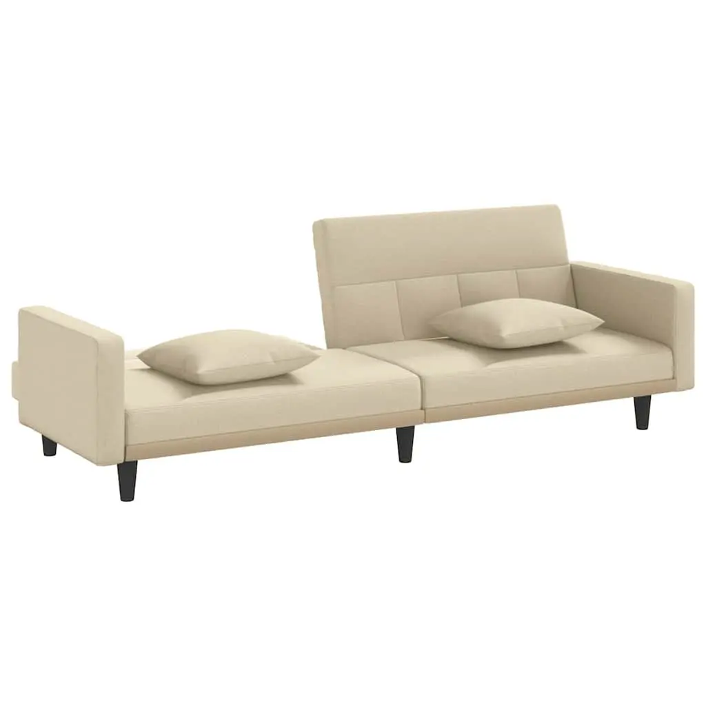 Sofa Bed Sleeper with Adjustable Backrests Cream Fabric Day Bed Couch