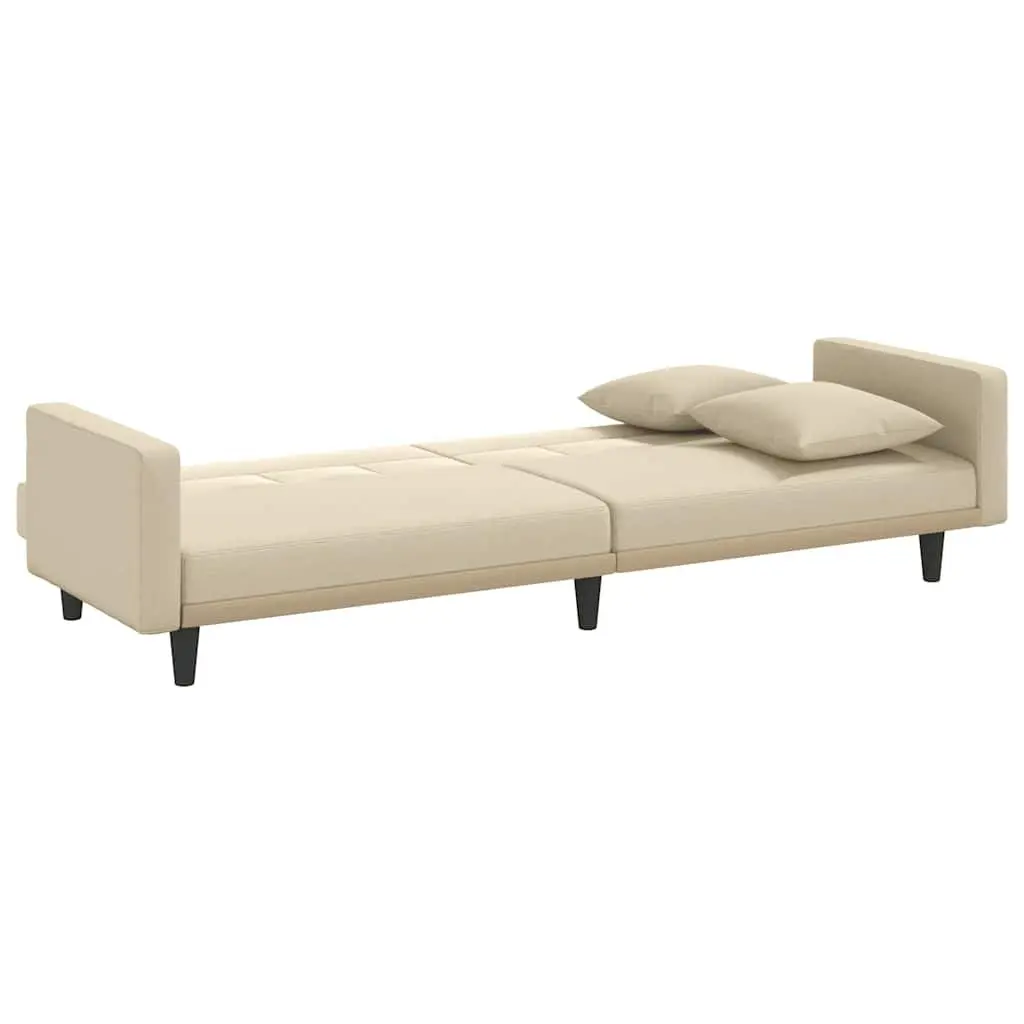 Sofa Bed Sleeper with Adjustable Backrests Cream Fabric Day Bed Couch
